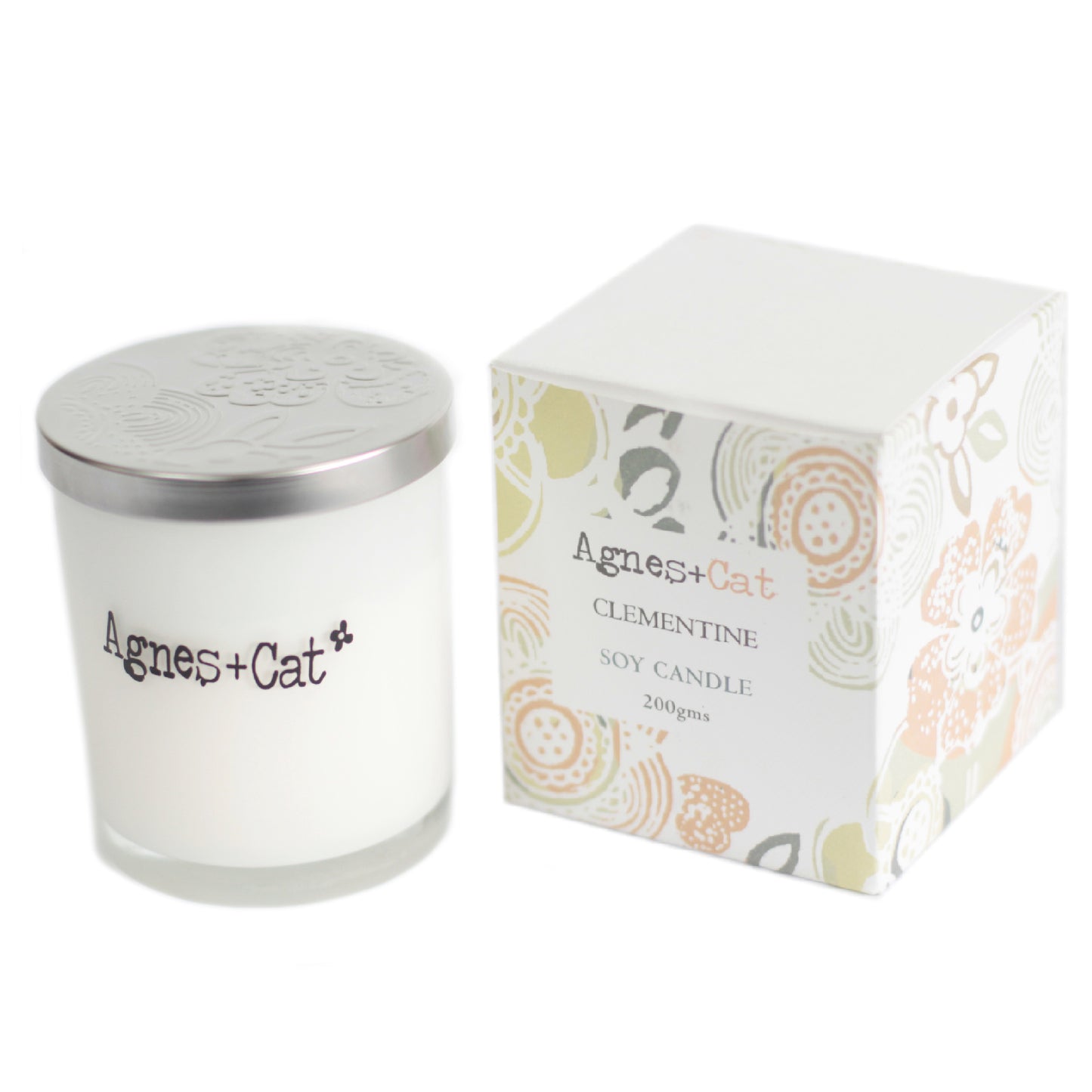 AGNES+CAT sojų žvakė KLEMENTINŲ KVAPAS, supakuota dovanų dėžutėje, 200 g